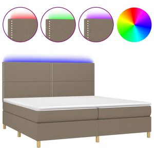 vidaXL Sommier &agrave; lattes de lit et matelas et LED Taupe 200x200cm Tissu