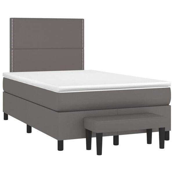 vidaXL Sommier &agrave; lattes de lit avec matelas gris 120x190 cm similicuir
