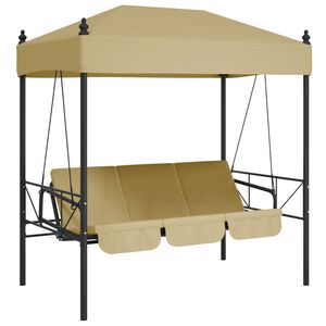 vidaXL Balancelle de jardin avec auvent sable acier