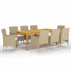 vidaXL Ensemble &agrave; manger de jardin 9 pcs Beige