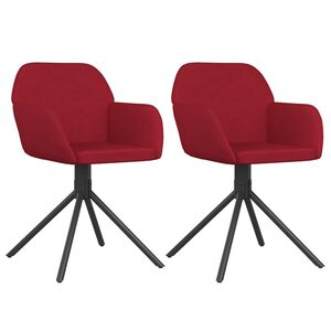 vidaXL Chaises pivotantes &agrave; manger lot de 2 Rouge bordeaux Velours