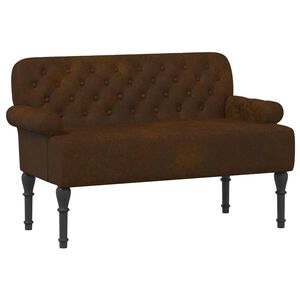 vidaXL Canap&eacute; love seat avec capitonnage en boutons Marron Simili daim