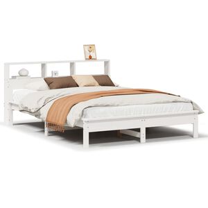 vidaXL Cadre de lit sans matelas blanc 135x190 cm bois de pin massif