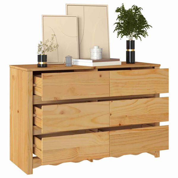 vidaXL Commode Drammen Chêne 111 x 43 x 73,5 cm Bois de pin massif