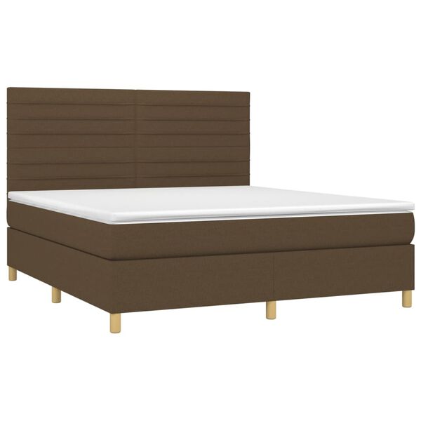 vidaXL Sommier &agrave; lattes de lit matelas et LED Marron fonc&eacute; 160x200 cm