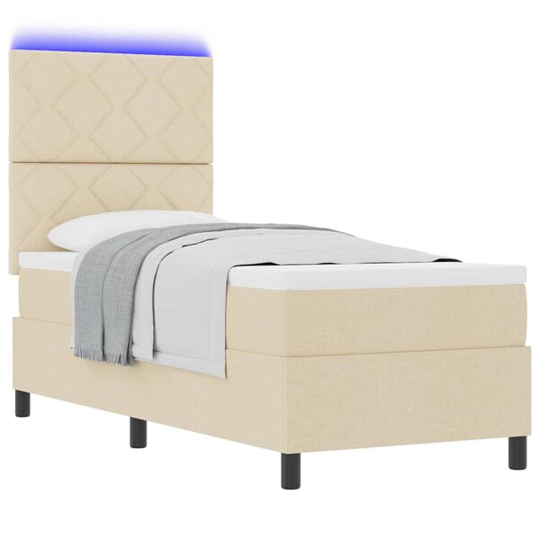 vidaXL Lit &agrave; ressorts avec matelas Cr&egrave;me 80 x 200 cm tissu