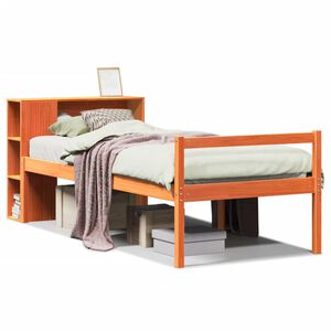 vidaXL Lit biblioth&egrave;que sans matelas cire marron 75x190 cm bois massif