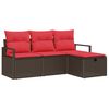 vidaXL Ensemble de canap&eacute; de jardin 4 pcs Marron polyrotin