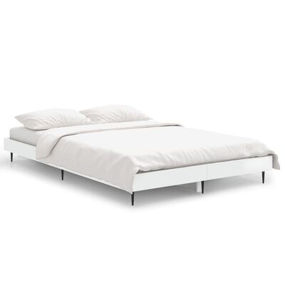 vidaXL Cadre de lit blanc brillant 120x190 cm bois d'ingénierie