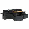 vidaXL Salon de jardin 6 pcs avec coussins noir r&eacute;sine tress&eacute;e