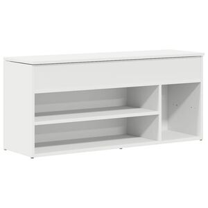 vidaXL Banc &agrave; chaussures blanc 102x30,5x45 cm bois d'ing&eacute;nierie