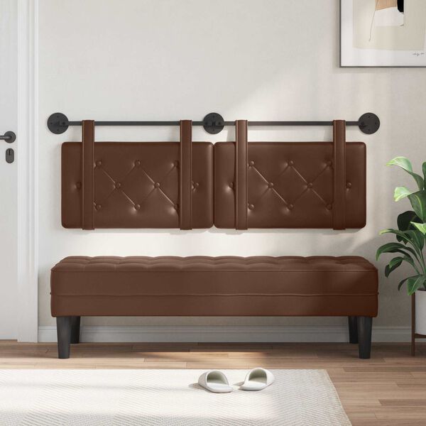 vidaXL T&ecirc;te de lit suspendue Marron 130 x 55 x 5 cm Simili cuir
