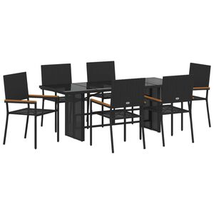 vidaXL Ensemble de salle &agrave; manger pour jardin 7 pcs Noir polyrotin