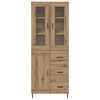 vidaXL Haut Armoire 2 pcs Ch&ecirc;ne artisanal Bois Agglom&eacute;r&eacute; et Verre