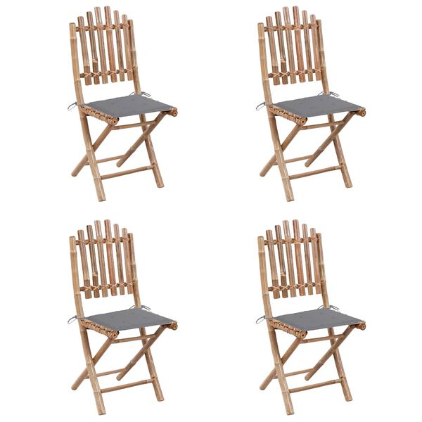 vidaXL Mobilier à dîner d'extérieur pliable 5 pcs avec coussins bambou