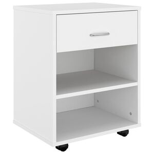 vidaXL Armoire &agrave; roulettes Blanc 46x36x59 cm Bois d'ing&eacute;nierie