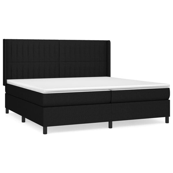 vidaXL Sommier &agrave; lattes de lit avec matelas Noir 200x200 cm Tissu