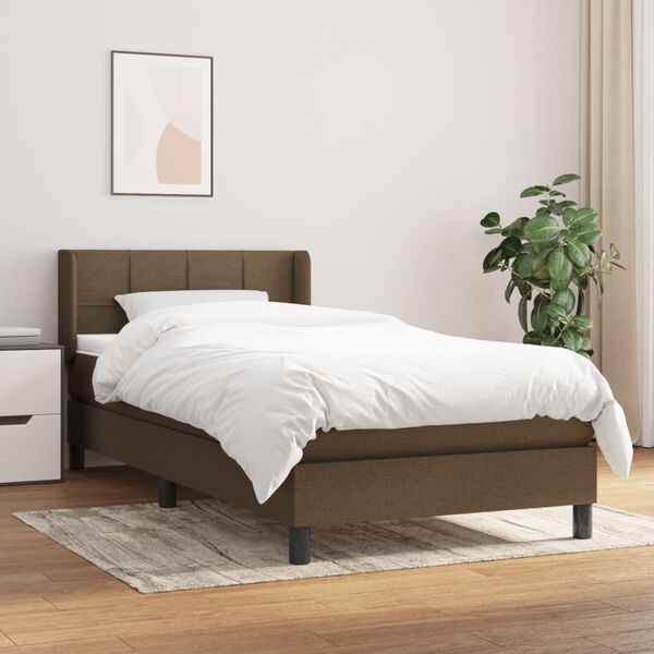 vidaXL Sommier &agrave; lattes de lit avec matelas Marron fonc&eacute; 100x200 cm