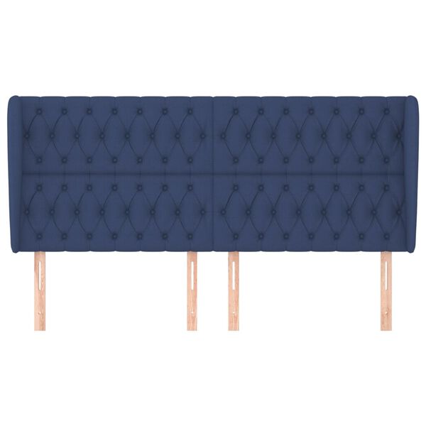 vidaXL T&ecirc;te de lit avec oreilles Bleu 183x23x118/128 cm Tissu