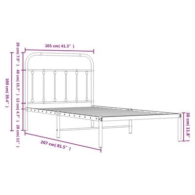 vidaXL Cadre de lit métal sans matelas avec tête de lit noir 100x200cm