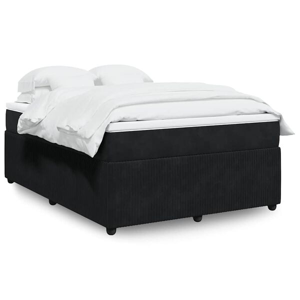 vidaXL Sommier &agrave; lattes de lit avec matelas Noir 140x190 cm Velours
