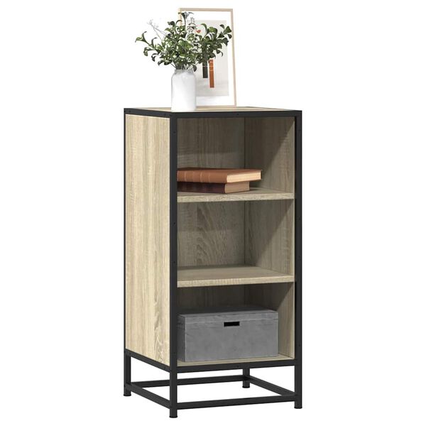 vidaXL Buffet ch&ecirc;ne sonoma 35,5x35x76 cm bois d'ing&eacute;nierie et m&eacute;tal