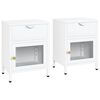 vidaXL Tables de chevet 2 pcs Blanc 40x30x54,5 cm Acier et verre