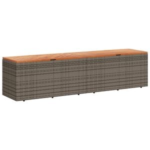 vidaXL Bo&icirc;te de rangement de jardin gris r&eacute;sine tress&eacute;e bois d'acacia