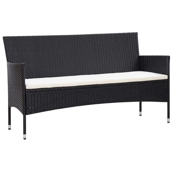 vidaXL Salon de jardin 4 pcs avec coussins R&eacute;sine tress&eacute;e Noir