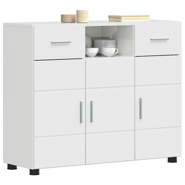 vidaXL Cabinet en Bois avec tiroir Blanc brillant 88,5 x 30,5 x 73 cm