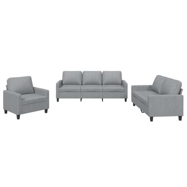 vidaXL Ensemble de canap&eacute;s 3 pcs avec coussins Gris clair Tissu