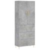 vidaXL Buffet haut Gris b&eacute;ton 69,5x34x180 cm Bois d'ing&eacute;nierie