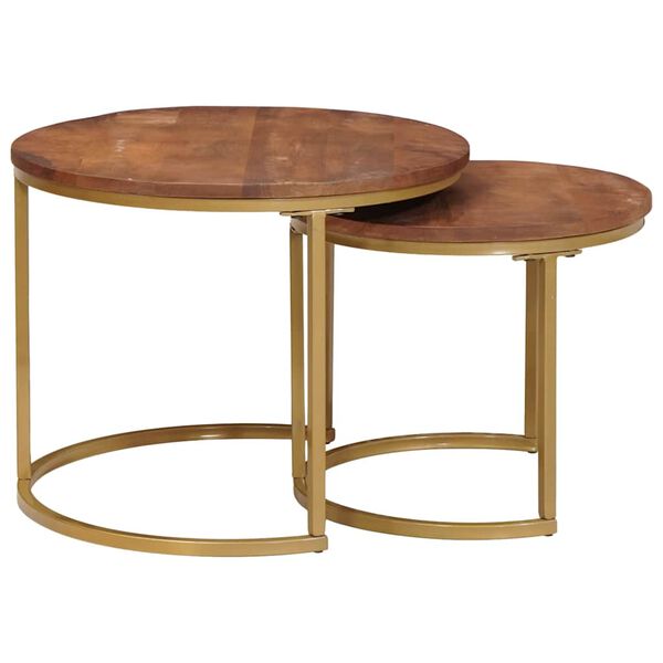 vidaXL Tables basses gigognes 2 pcs Bois de mangue massif et acier