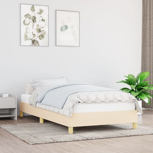 vidaXL Cadre de lit sans matelas cr&egrave;me 100x200 cm tissu