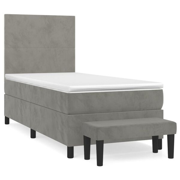 vidaXL Sommier &agrave; lattes de lit et matelas Gris clair 80x200 cm Velours