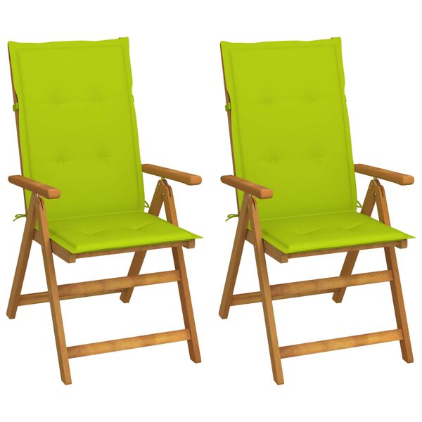 vidaXL Chaises inclinables de jardin lot de 2 et coussins Bois acacia