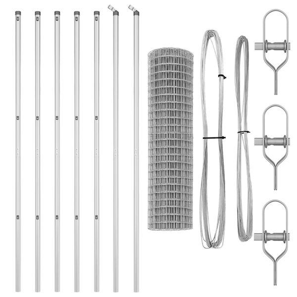 vidaXL Cl&ocirc;ture avec poteau Argent&eacute; 1,2 x 10 m Acier et PVC
