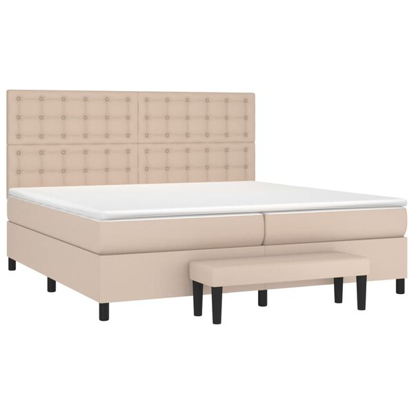 vidaXL Sommier &agrave; lattes de lit avec matelas Cappuccino 200x200 cm
