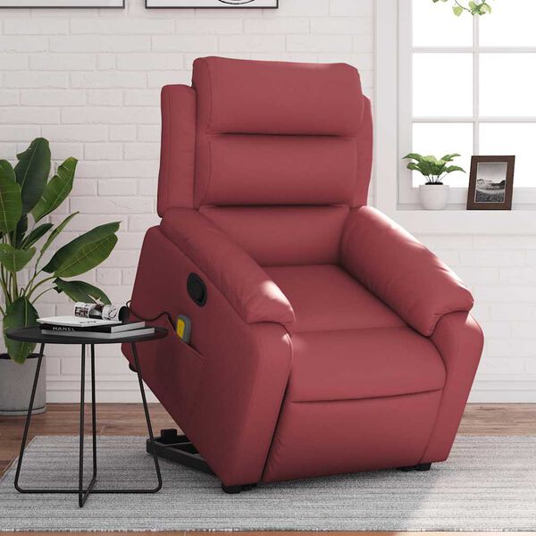 vidaXL Fauteuil inclinable de massage Rouge bordeaux Similicuir