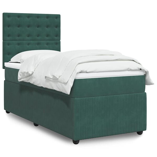 vidaXL Sommier &agrave; lattes de lit avec matelas Vert fonc&eacute; 100x200 cm