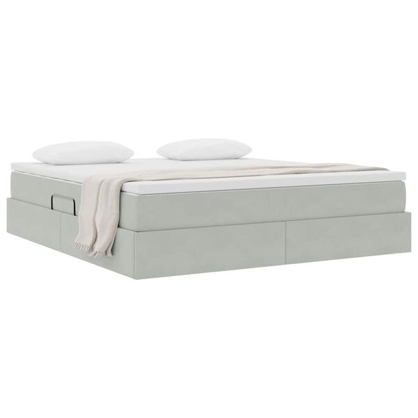 vidaXL Lit avec rangement et matelas Gris clair 180 x 200 cm Velours
