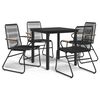 vidaXL Ensemble &agrave; manger de jardin 5 pcs Noir Rotin PVC