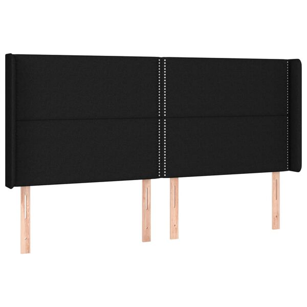 vidaXL T&ecirc;te de lit &agrave; LED Noir 183x16x118/128 cm Tissu