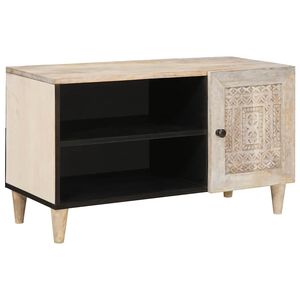 vidaXL Unites TV avec &eacute;tag&egrave;re Blanc 80 x 33 x 46 cm Bois d'ing&eacute;nierie