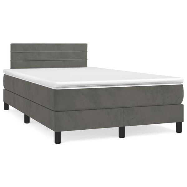vidaXL Sommier &agrave; lattes de lit et matelas gris fonc&eacute; 120x190cm velours