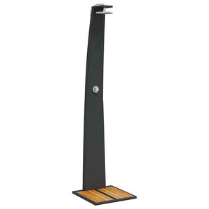 vidaXL Douche d'ext&eacute;rieur noir 55x60x224 cm r&eacute;sine tress&eacute;e bois acacia
