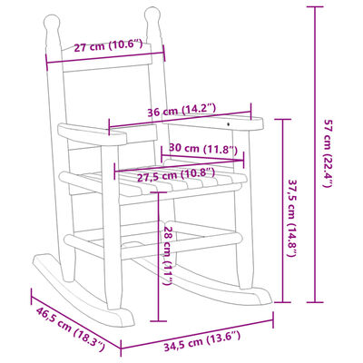 vidaXL Chaise à bascule enfants rouge bois de peuplier massif