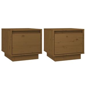 vidaXL Tables de chevet 2pcs Marron miel 35x34x32cm Bois de pin solide