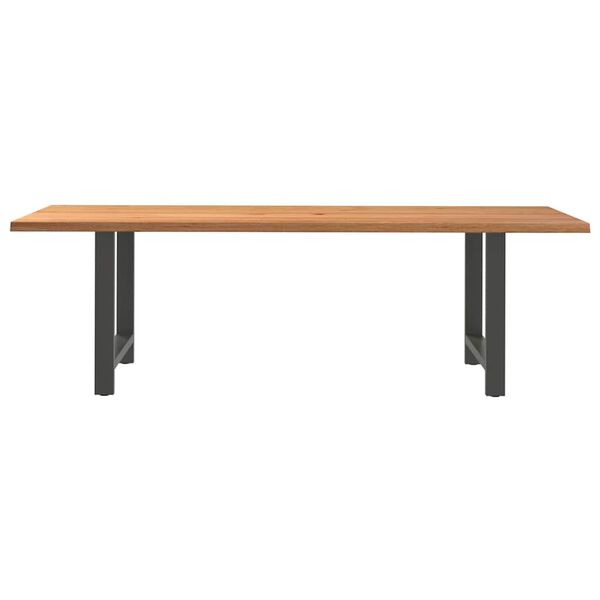 vidaXL Table &agrave; manger marron clair bois de ch&ecirc;ne massif rectangulaire