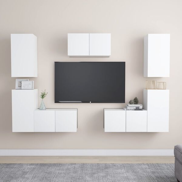 vidaXL Ensemble de meubles TV 7 pcs Blanc Bois d'ing&eacute;nierie